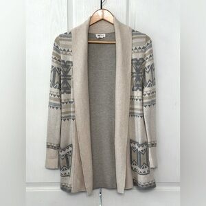 Yes Lola Women's Beautiful Aztec Geometric Print Open Front‎ Cardigan Size Small